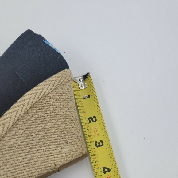 Toms Black Canvas Peep Toe Espadrille Wedge Heel Size 8.5 - Picture 8 of 9